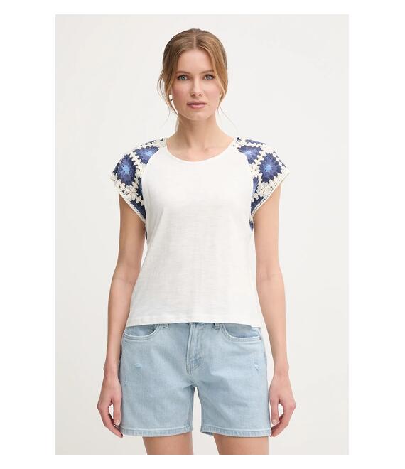 Βαμβακερό μπλουζάκι Pepe Jeans VERENICE χρώμα: άσπρο, PL506044