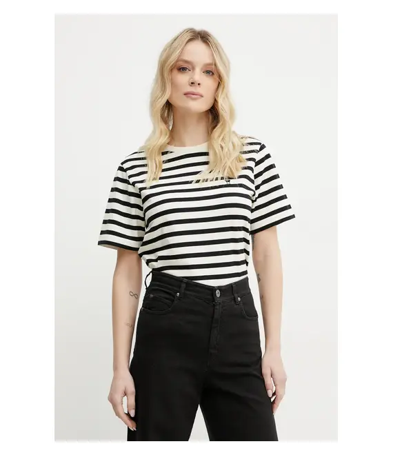 Βαμβακερό μπλουζάκι Weekend Max Mara γυναικείο, χρώμα: μπεζ, 2515971031600