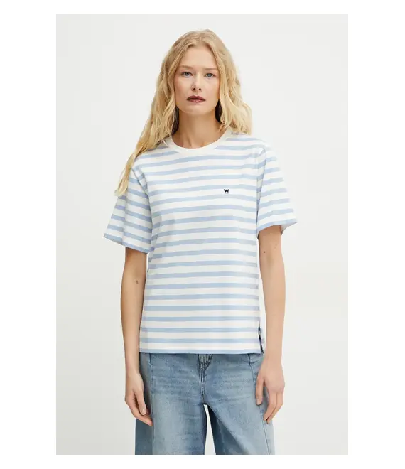 Βαμβακερό μπλουζάκι Weekend Max Mara γυναικείο, χρώμα: μπλε, 2515971031600