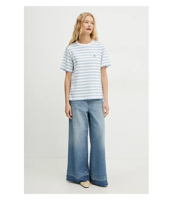 Βαμβακερό μπλουζάκι Weekend Max Mara γυναικείο, χρώμα: μπλε, 2515971031600