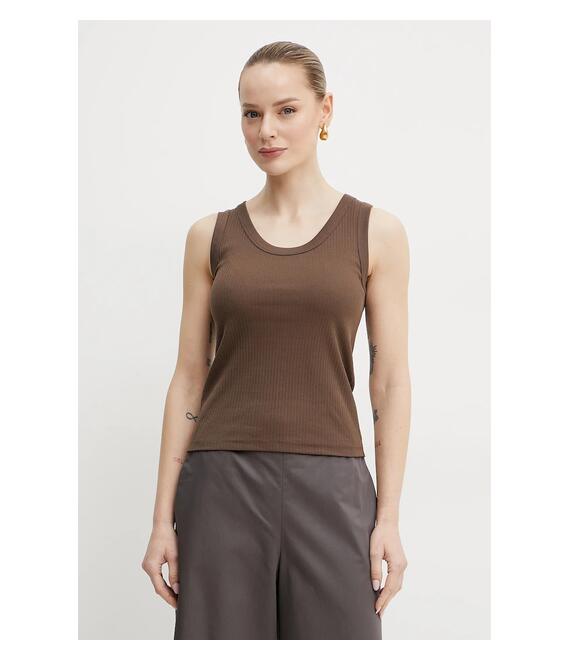 Βαμβακερό τοπ Weekend Max Mara χρώμα: καφέ, 2515941022600