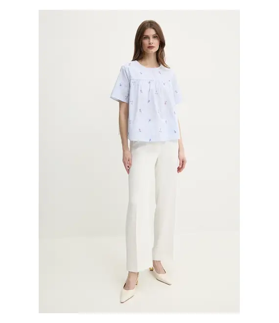 Βαμβακερή μπλούζα Weekend Max Mara γυναικεία, χρώμα: μπλε, 2515941072600