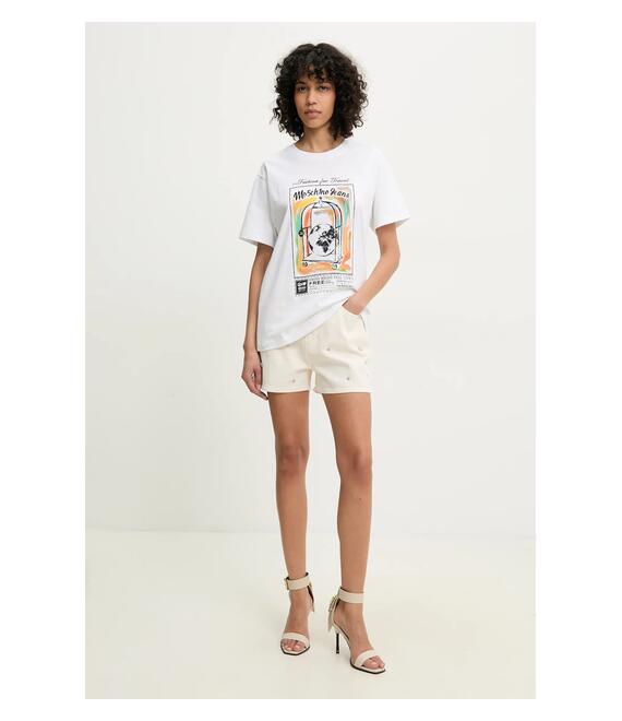 Βαμβακερό μπλουζάκι Moschino Jeans γυναικείο, χρώμα: άσπρο, 0716 3732