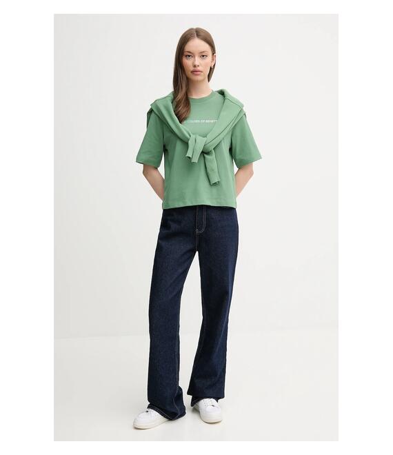 Βαμβακερό μπλουζάκι United Colors of Benetton χρώμα: πράσινο, 3BL0D109D