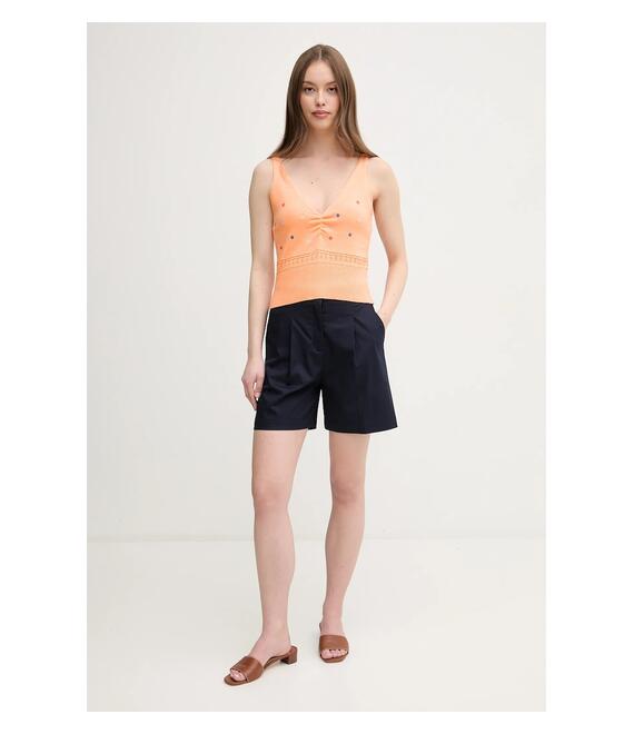 Βαμβακερό τοπ United Colors of Benetton χρώμα: πορτοκαλί, 10C1EH01A