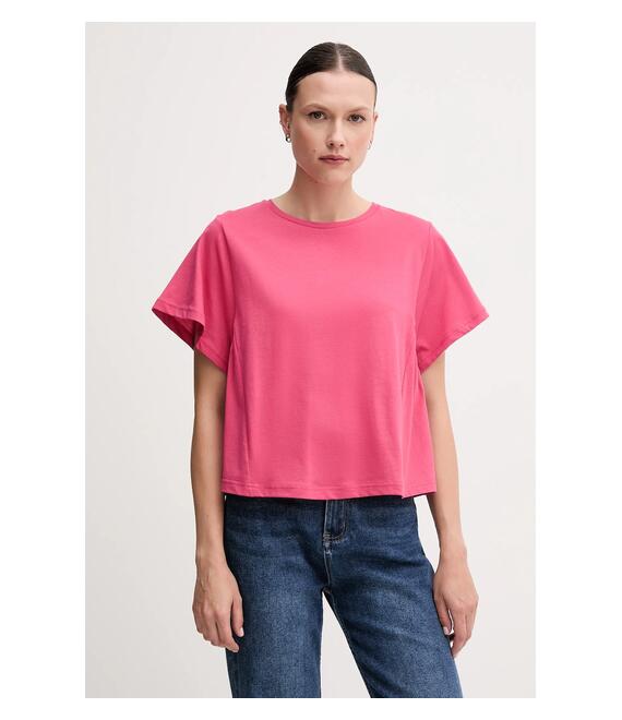 Βαμβακερό μπλουζάκι United Colors of Benetton χρώμα: ροζ, 3U53D109U