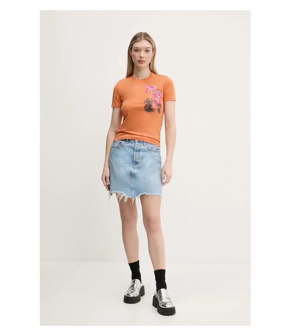 Μπλουζάκι Desigual BOTANICAL LA χρώμα: πορτοκαλί, 25SWTK48