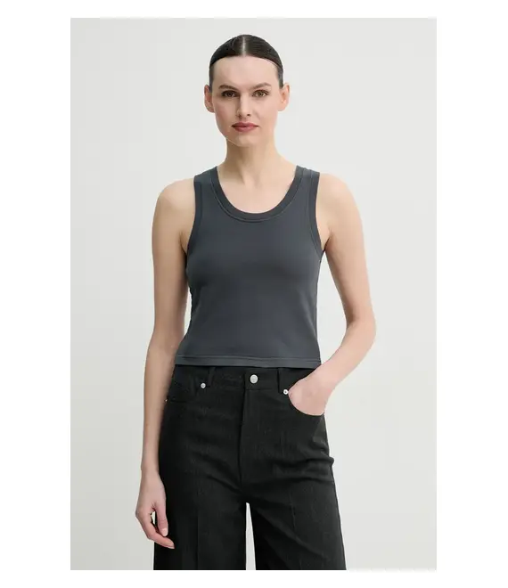 Βαμβακερό τοπ American Vintage χρώμα: γκρι, FAZ01AE25