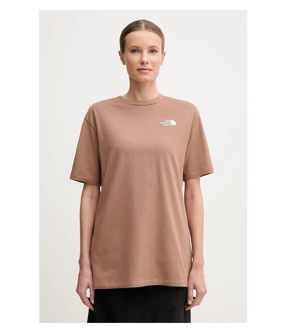 Βαμβακερό μπλουζάκι The North Face Essential γυναικείο, χρώμα: καφέ, NF0A87NQ6IH1