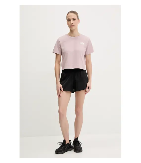 Μπλουζάκι The North Face Simple Dome Cropped Slim χρώμα: πορτοκαλί, NF0A87U40SO1