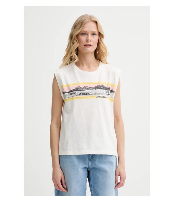 Βαμβακερό τοπ Levi's GR BOXY TANK χρώμα: γκρι, 001MW
