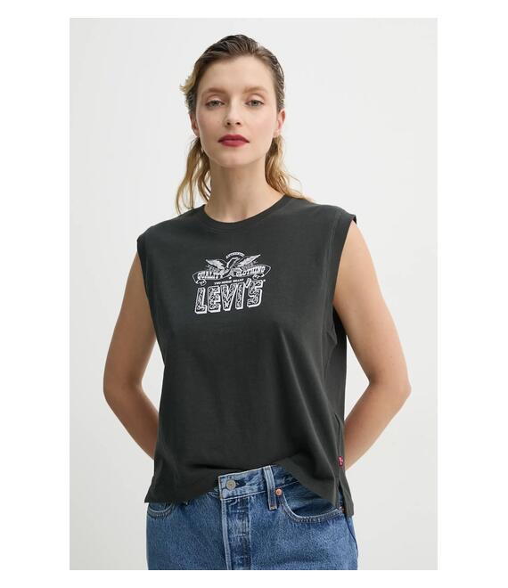 Βαμβακερό τοπ Levi's GR BOXY TANK χρώμα: γκρι, 001MW