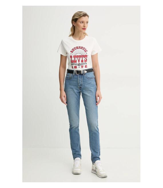 Βαμβακερό μπλουζάκι Levi's THE PERFECT TEE γυναικείο, χρώμα: μπεζ, 17369