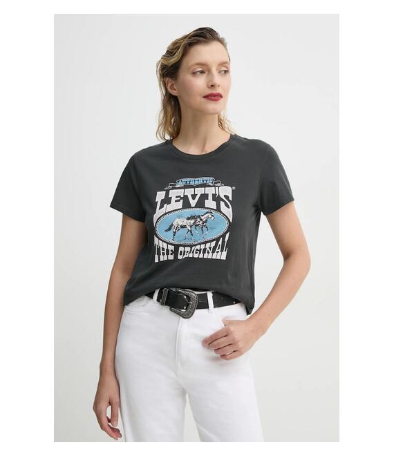 Βαμβακερό μπλουζάκι Levi's THE PERFECT TEE γυναικείο, χρώμα: μαύρο, 17369