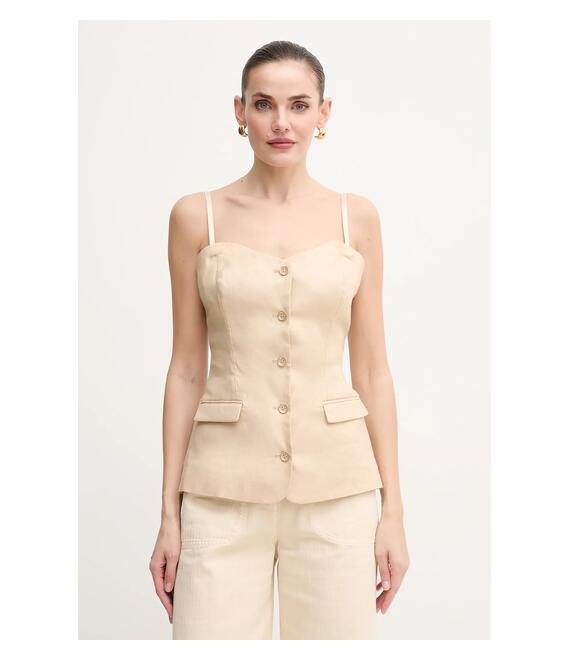 Λευκή μπλούζα Guess ISABEAU γυναικεία, χρώμα: μπεζ, W5GH0L WH5L2