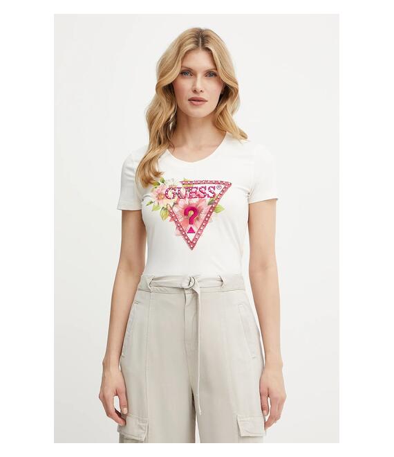 Μπλουζάκι Guess χρώμα: μπεζ, W5GI10 J1314