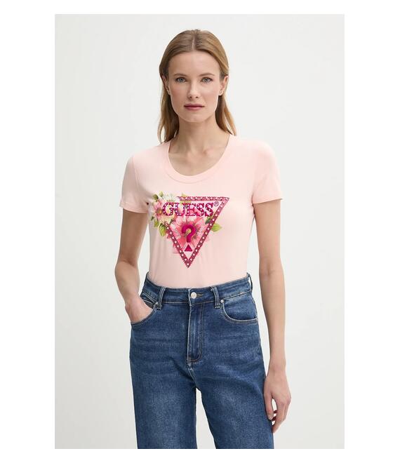 Μπλουζάκι Guess χρώμα: πορτοκαλί, W5GI10 J1314