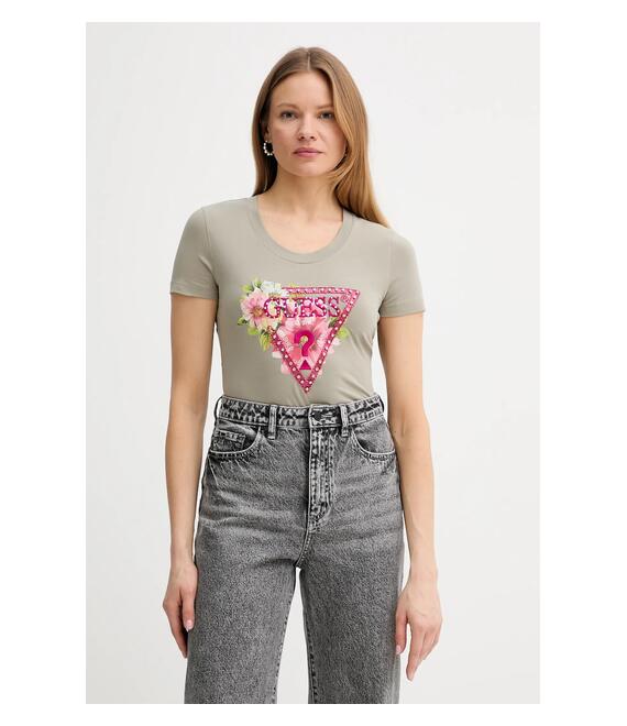 Μπλουζάκι Guess χρώμα: μπεζ, W5GI10 J1314