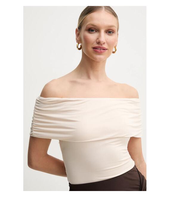 Μπλουζάκι Guess CHARLOTTE χρώμα: μπεζ, W5GP08 KACM2