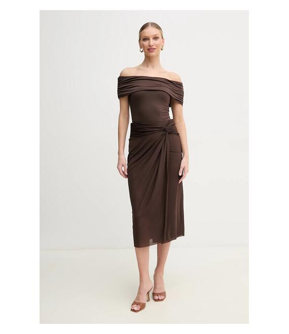 Μπλουζάκι Guess CHARLOTTE χρώμα: καφέ, W5GP08 KACM2