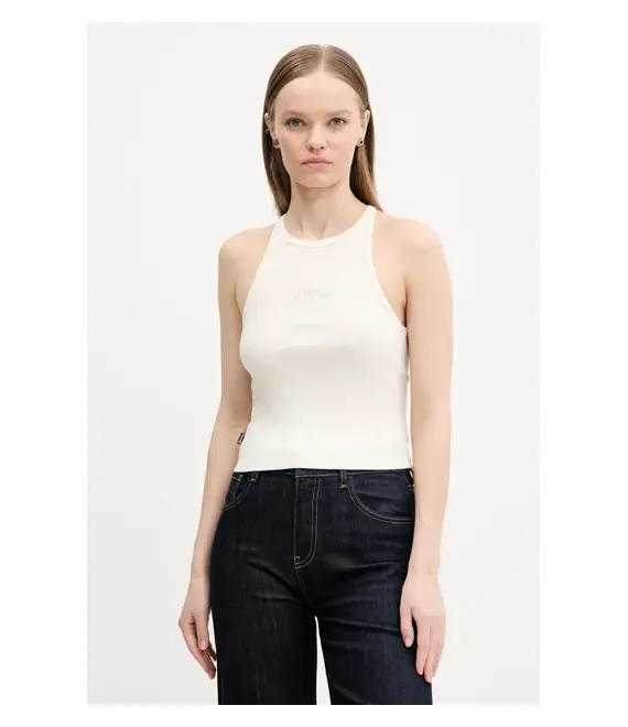 Βαμβακερό τοπ Superdry χρώμα: μπεζ, W6012145A-8ML