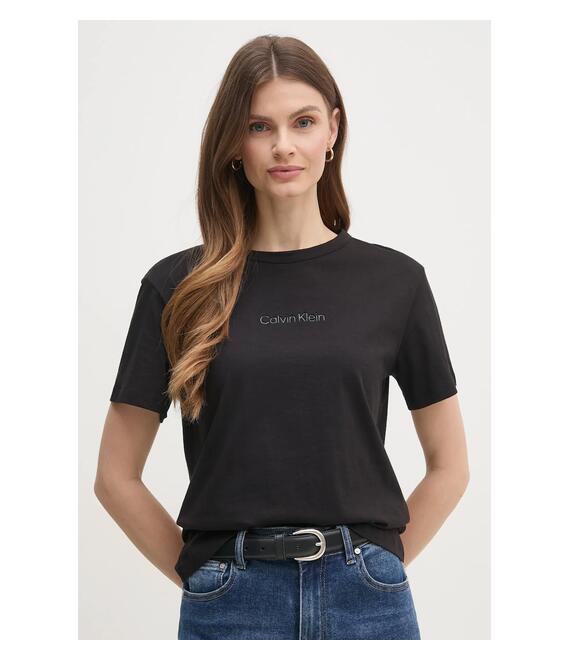 Βαμβακερό μπλουζάκι Calvin Klein γυναικείο, χρώμα: μαύρο, K20K208294