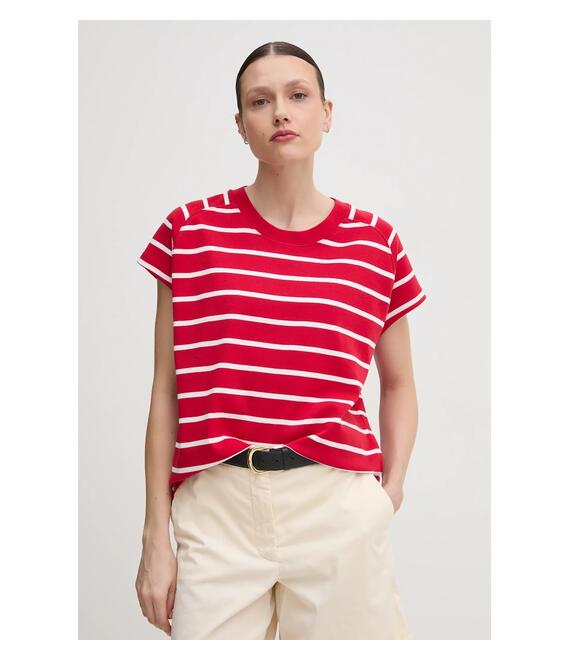 Βαμβακερό μπλουζάκι Tommy Hilfiger γυναικείο, χρώμα: κόκκινο, WW0WW44544