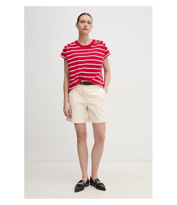 Βαμβακερό μπλουζάκι Tommy Hilfiger γυναικείο, χρώμα: κόκκινο, WW0WW44544