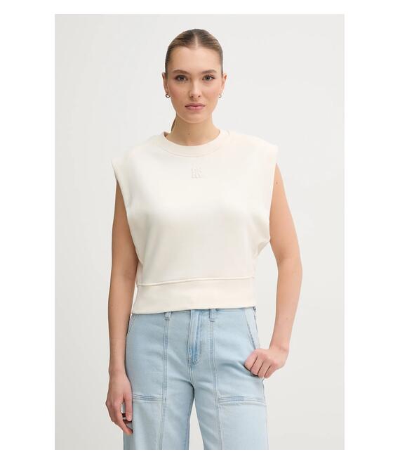Βαμβακερό τοπ Dkny χρώμα: μπεζ, DJ5T1397