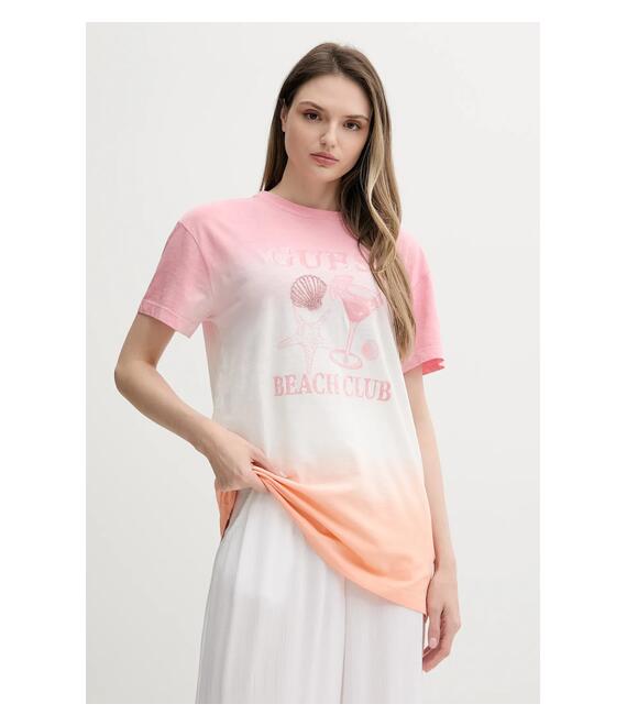 Βαμβακερό μπλουζάκι Guess χρώμα: ροζ, E5GI01 K8G01