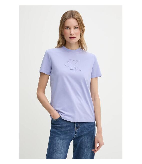 Βαμβακερό μπλουζάκι Calvin Klein Jeans χρώμα: μοβ, J20J225256