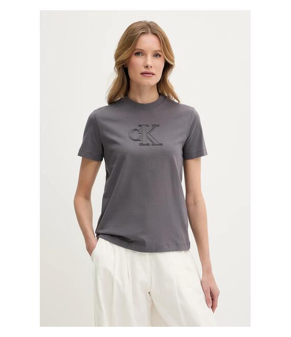 Βαμβακερό μπλουζάκι Calvin Klein Jeans χρώμα: γκρι, J20J225256