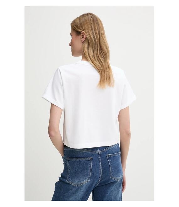 Βαμβακερό μπλουζάκι Calvin Klein Jeans χρώμα: άσπρο, LV047AB814