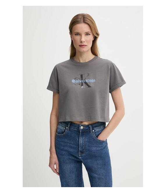 Βαμβακερό μπλουζάκι Calvin Klein Jeans χρώμα: γκρι, LV047AB814