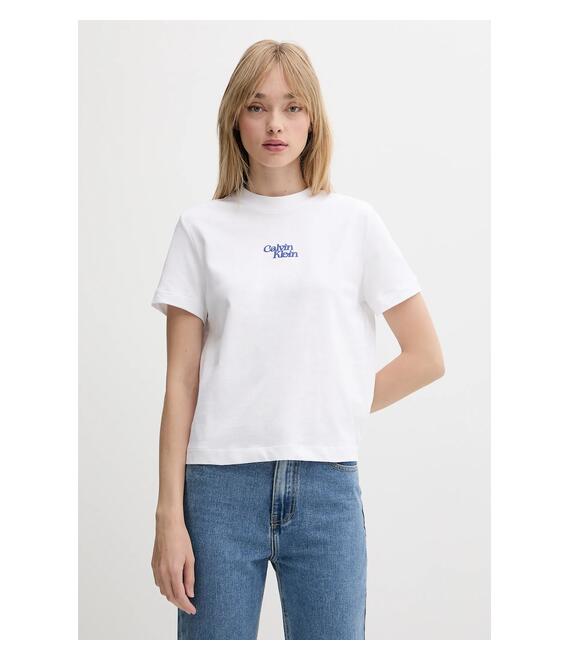 Βαμβακερό μπλουζάκι Calvin Klein Jeans χρώμα: άσπρο, LV047B851G