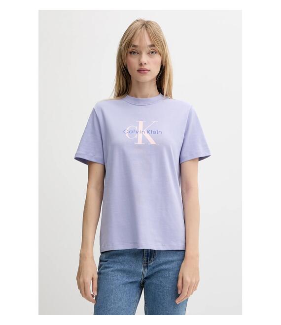 Βαμβακερό μπλουζάκι Calvin Klein Jeans χρώμα: μοβ, LV047B865G