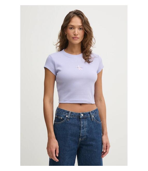 Μπλουζάκι Calvin Klein Jeans χρώμα: μοβ, LV047AB802