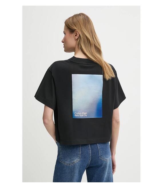Βαμβακερό μπλουζάκι Calvin Klein Jeans χρώμα: μαύρο, LV047AB811