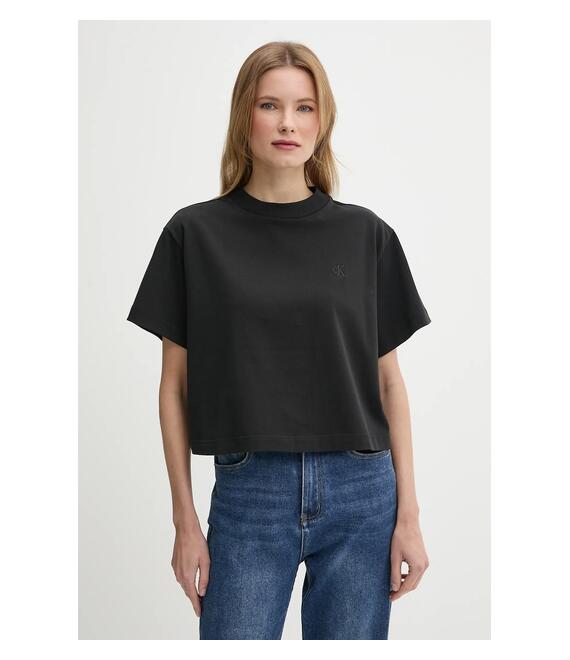 Βαμβακερό μπλουζάκι Calvin Klein Jeans χρώμα: μαύρο, LV047AB811