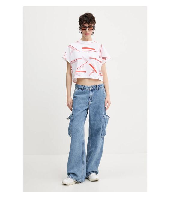 Βαμβακερό μπλουζάκι Karl Lagerfeld Jeans γυναικείο, χρώμα: άσπρο, A2W17034