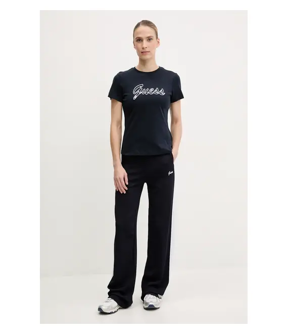 Βαμβακερό μπλουζάκι Guess γυναικείο, χρώμα: ναυτικό μπλε, V5GI02 K9RM1