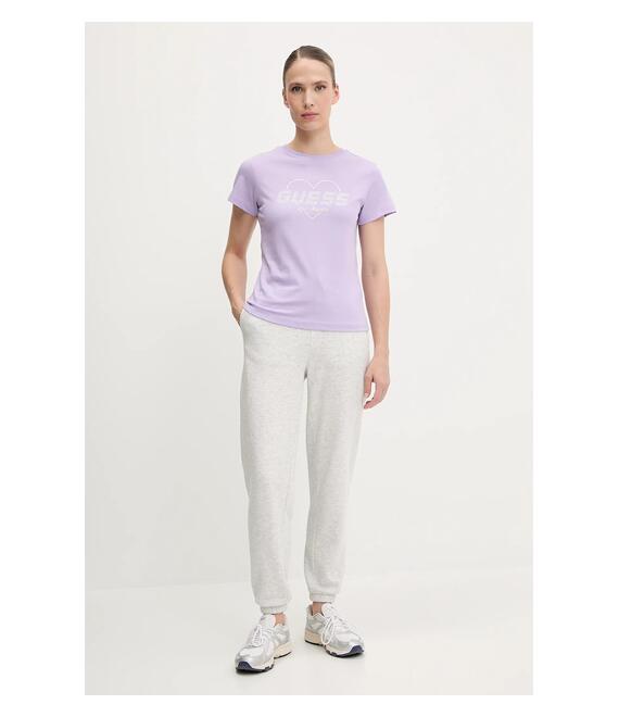 Βαμβακερό μπλουζάκι Guess NARCISO χρώμα: μοβ, V5GI10 K9RM1