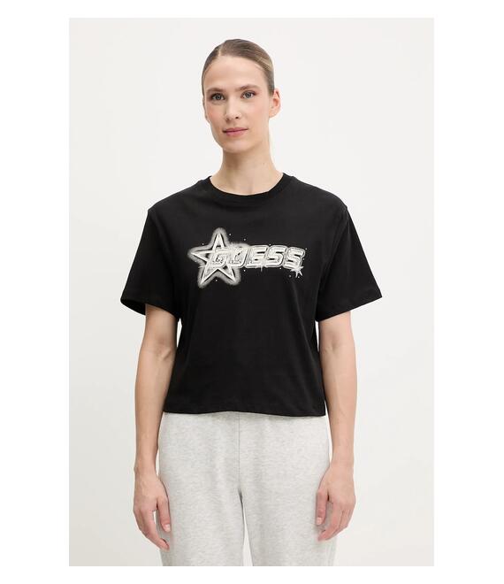 Παιδικό βαμβακερό μπλουζάκι Guess ARDISIA χρώμα: μαύρο, V5GI12 K9RM1
