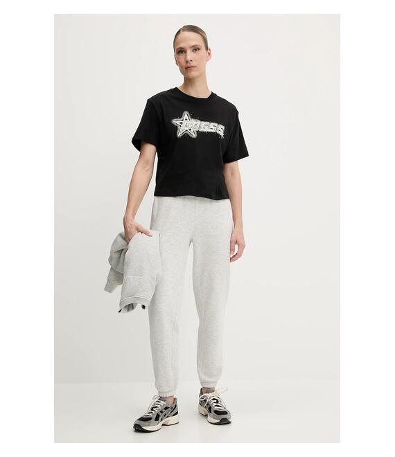 Παιδικό βαμβακερό μπλουζάκι Guess ARDISIA χρώμα: μαύρο, V5GI12 K9RM1