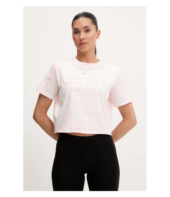 Βαμβακερό μπλουζάκι Guess GENZIANA χρώμα: ροζ, V5GI19 I3Z14