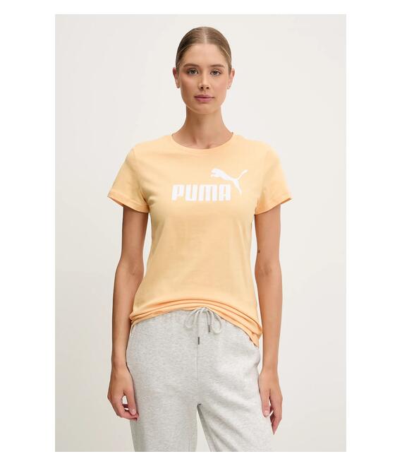 Βαμβακερό μπλουζάκι Puma γυναικείο, χρώμα: πορτοκαλί, 682371