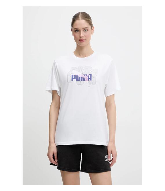 Βαμβακερό μπλουζάκι Puma χρώμα: άσπρο, 685084