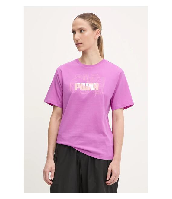 Βαμβακερό μπλουζάκι Puma χρώμα: ροζ, 685084