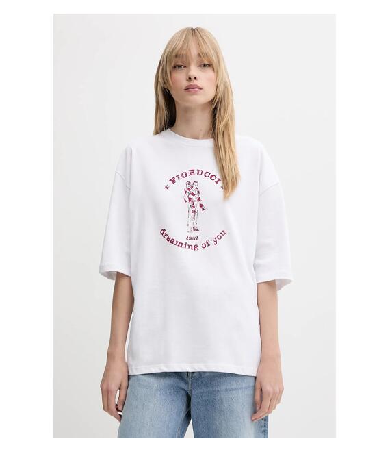 Βαμβακερό μπλουζάκι Fiorucci White Dreaming of You Print Relaxed Fit T-Shirt χρώμα: άσπρο, W02SMTSH101CJ01WH03