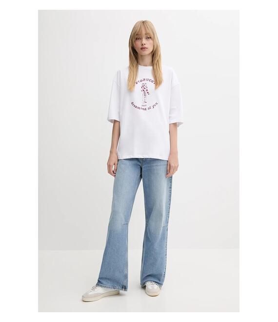 Βαμβακερό μπλουζάκι Fiorucci White Dreaming of You Print Relaxed Fit T-Shirt χρώμα: άσπρο, W02SMTSH101CJ01WH03